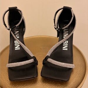 Gianni Bini Black Heels with Silver Accents